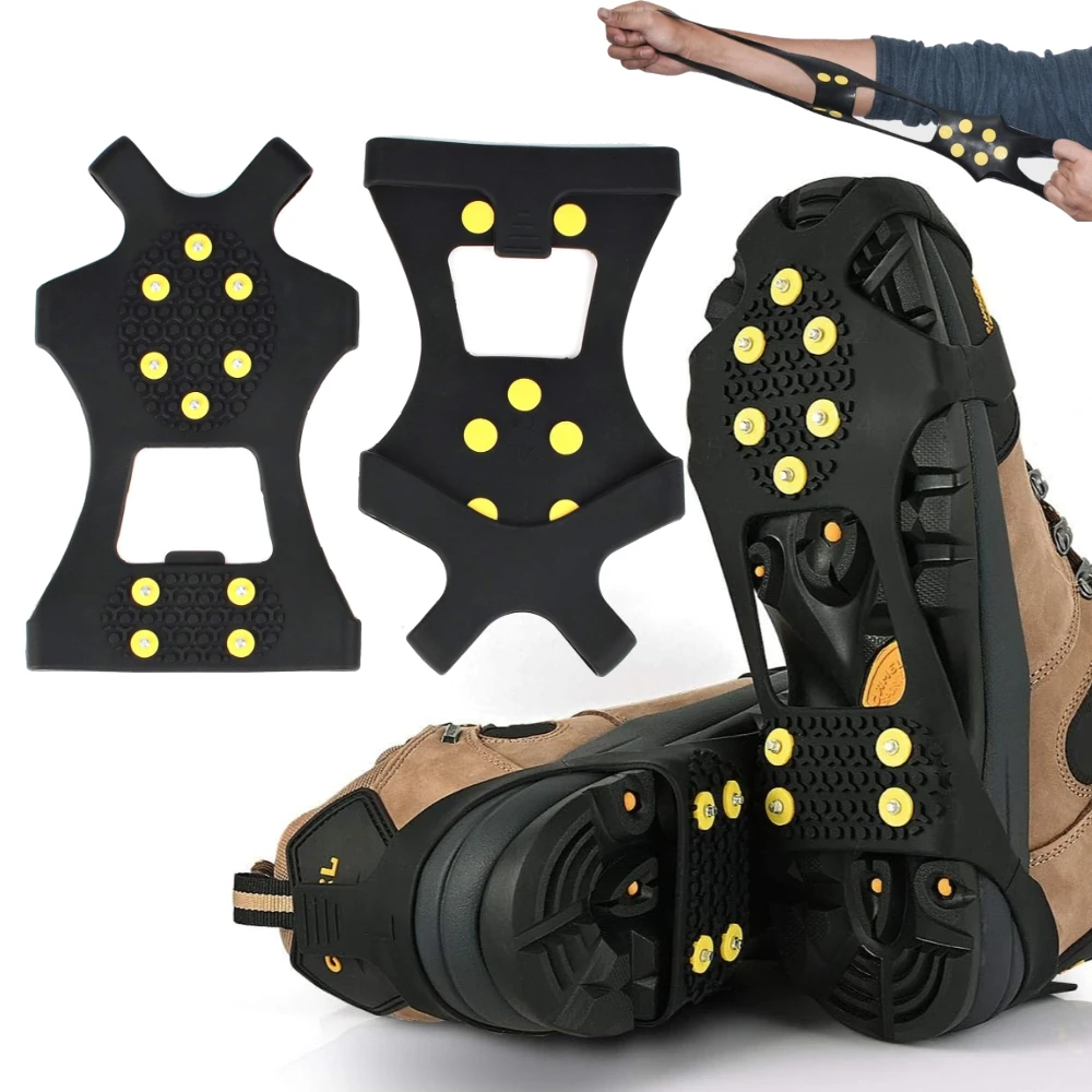Outdoor Snow Claw Shoe Covers for Men and Women 10 Teeth Rock Climbing Crampons Non-Slip Climbing Cleats Hiking Accessories