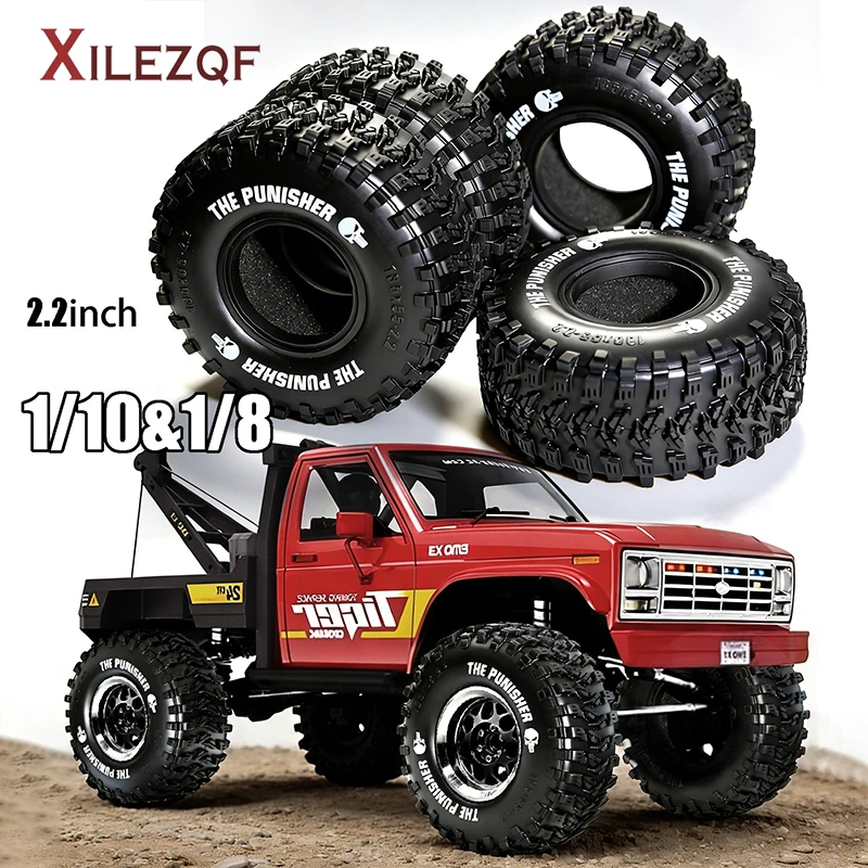 XILEZQF 2.2 RC Crawler Tires OD 5.3'' For 1:10 1:8 Mud Crawler Turck Car Traxxas TRX4 Axial SCX10 RC4WD RBX10 MJX H8H MK07 4PCS