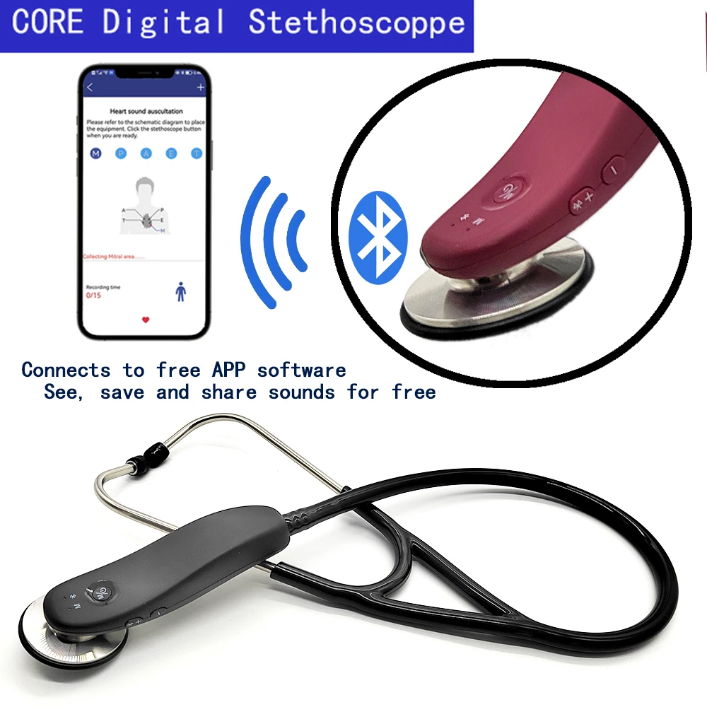 New Electronic Medical Bluetooth Digital Intelligent Stethoscope Doctor Nurse History Record Storage Multi-user estetoscópio