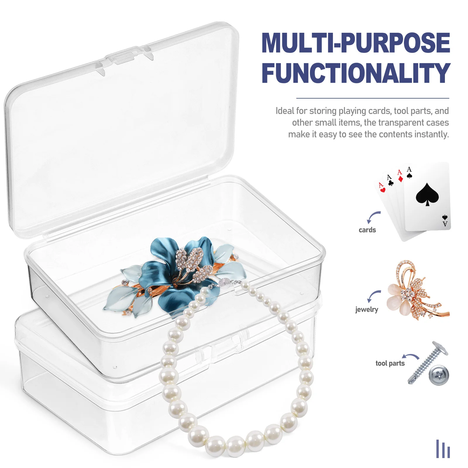 12 قطعة صناديق تخزين شفافة مستطيلة طويلة، حافظات منظم محمولة، حاملي بطاقات إغلاق آمنة، تخزين بطاقات العمل