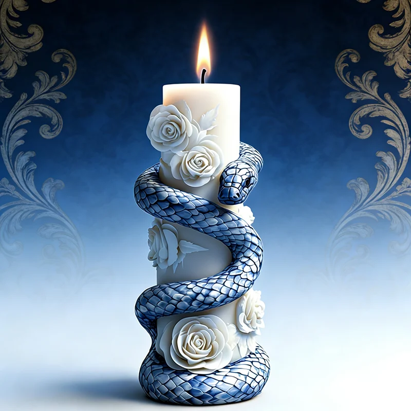 Coiled Snake Flower Cylindrical Candle Silicone Mold Snake Shape Candle Mold DIY Handmade Aromatherapy Gypsum Epoxy Resin Mould