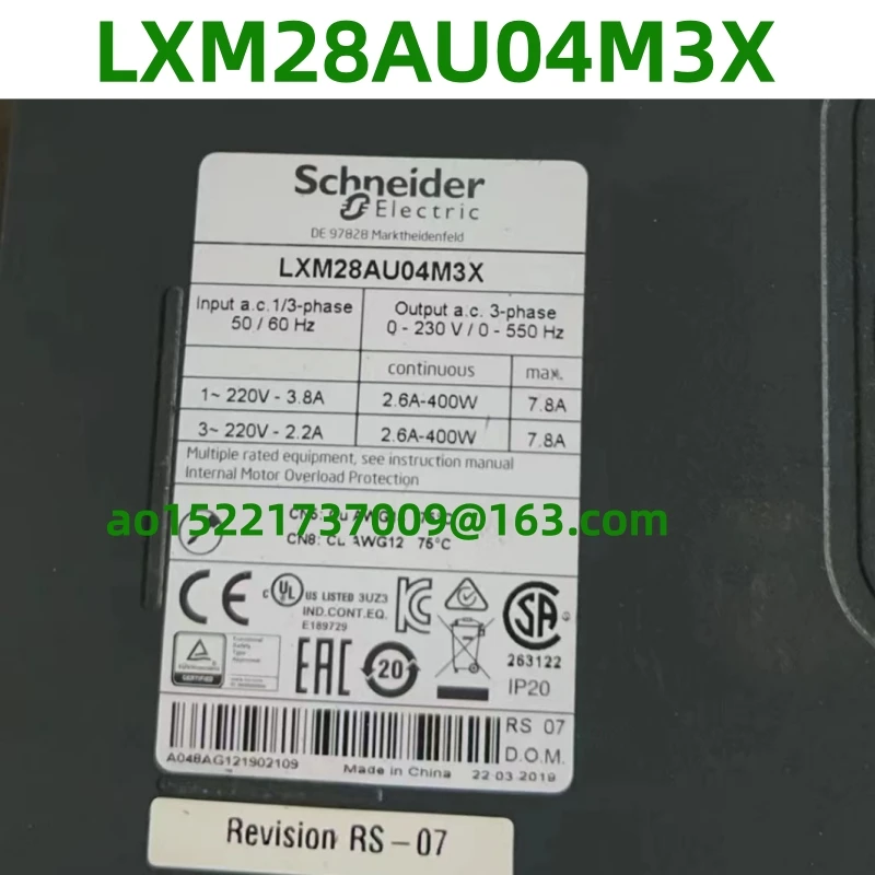 lxm28au04m3x 0.4kw Original Second-hand 9-layer new test is 100% OK LXM28AU04M3X 400W lxm28