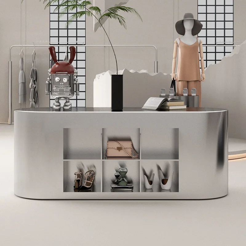 

Clothing store Nakajima Taiwan water table Stainless steel brushed display stand Men's clothing store display table Product disp