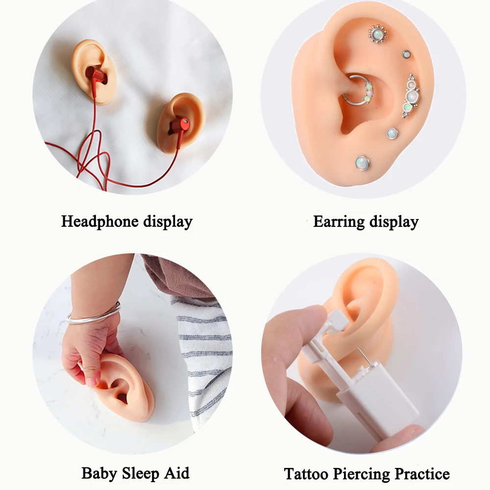 1Pc Soft Silicone Ear Model Tattoo Practice Jewelry Display Piercing Tools Earring Display Tool Acrylic Display Stand Kit