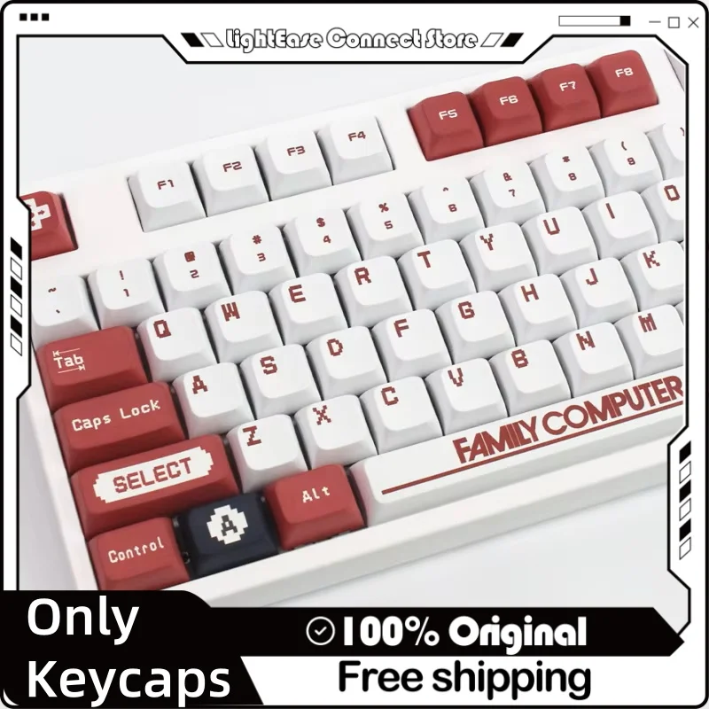 2024 Red And White Machine Keycap Xda Height 130 Keys Half Five Sided Thermal Sublimation Mechanical Keyboard Cap Office Game