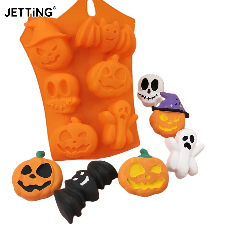 Halloween Mallen Anti-aanbak Siliconen Pompoen Schimmel Schedel Vleermuis Spookvorm Chocolade Snoep Schimmel Bakken Taart Pudding Koekje Cupcakes