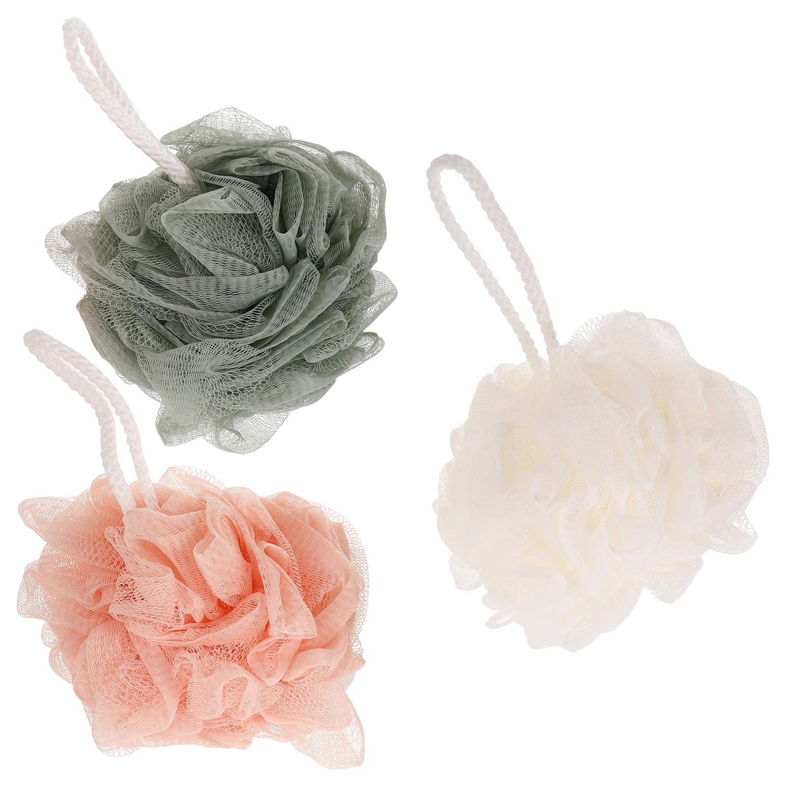 

3pcs Environmentally Friendly PE Bath Flowers Shower Ball Body Rainbow Exfoliating Soft Mesh Bath Ball for Cleaning Portable