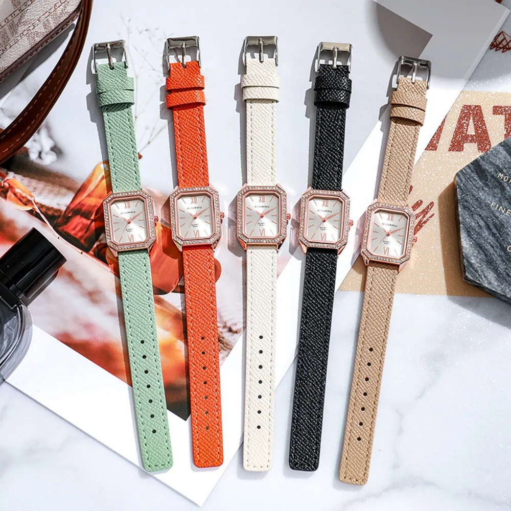 Luxo incrustado strass dial relógios de quartzo moda pulseira de couro relógio de pulso dropshipping presentes senhoras relógio relogio feminino