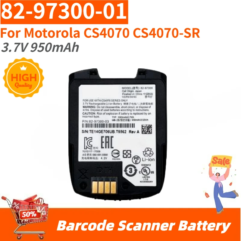 High Quality 82-97300-01 Barcode Scanner Battery 3.7V 950mAh for Motorola CS4070 CS4070-SR Brand New Replacement Battery