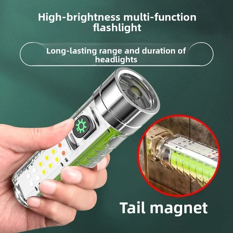 White Laser High-Brightness Flashlight: Type-C Multi-Function Mini 520A Flashlight with Red-Blue Strobe, Fluorescent Feature