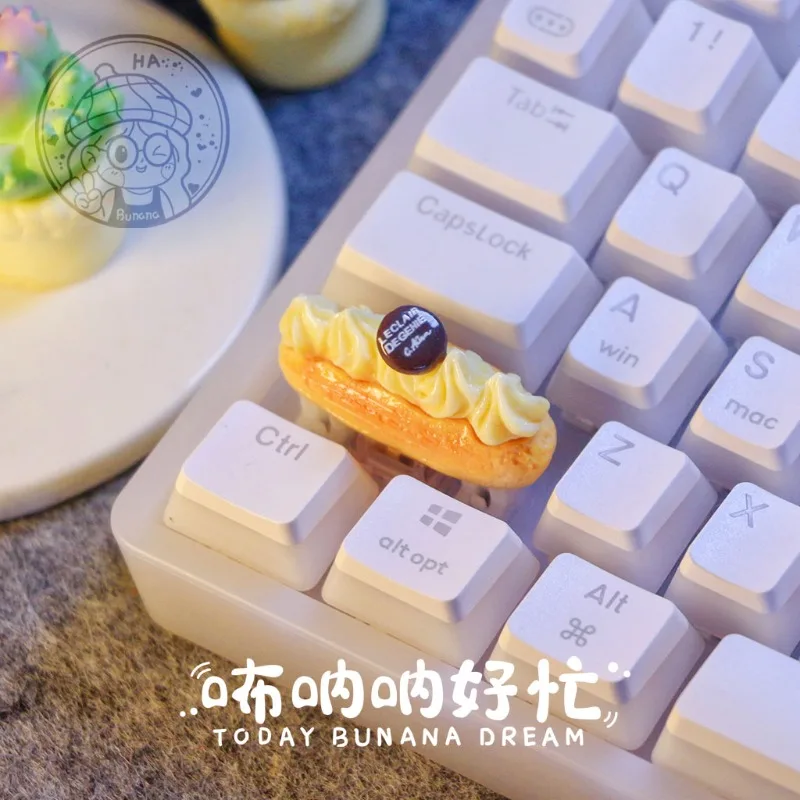 Cream Puff Theme Keycaps Set Shift Key Enter Key Convex Nail Art Extension Keycap Custom Original Handmade Accessories Gift DIY