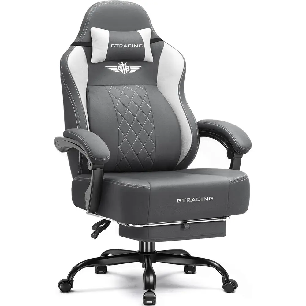Ergonomic High-Back Gaming Chair with Breathable Fabric, Lumbar Support, and Footrest