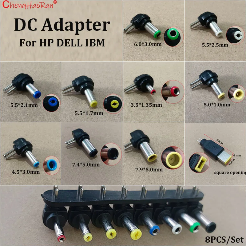 1PC 90 Degree Universal Small Hole 2Pin DC Adapter Charging Head Converter Plug for HP DELL IBM Laptops