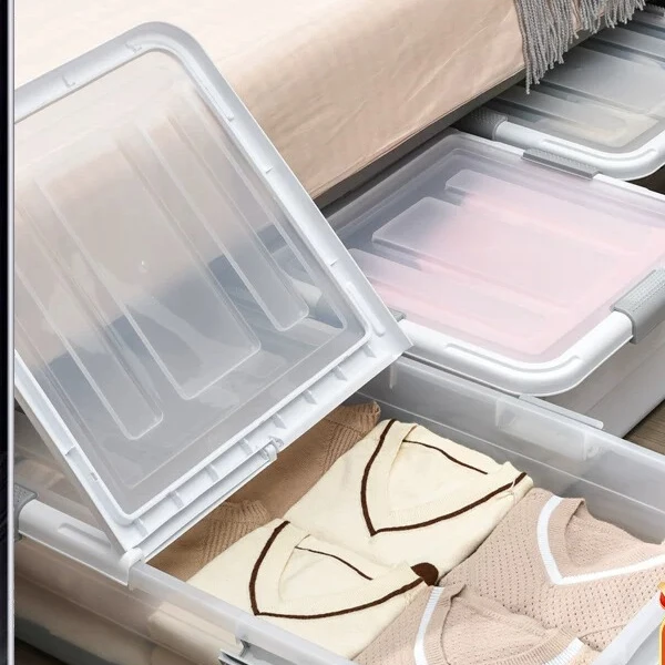 Wheeled Wheeled Plastic Under-bed Drawer Box, Flat Transparent Large Capacity Organizer, Practical Under Bed Storage for Home Daily Use - Aliexpress Deal