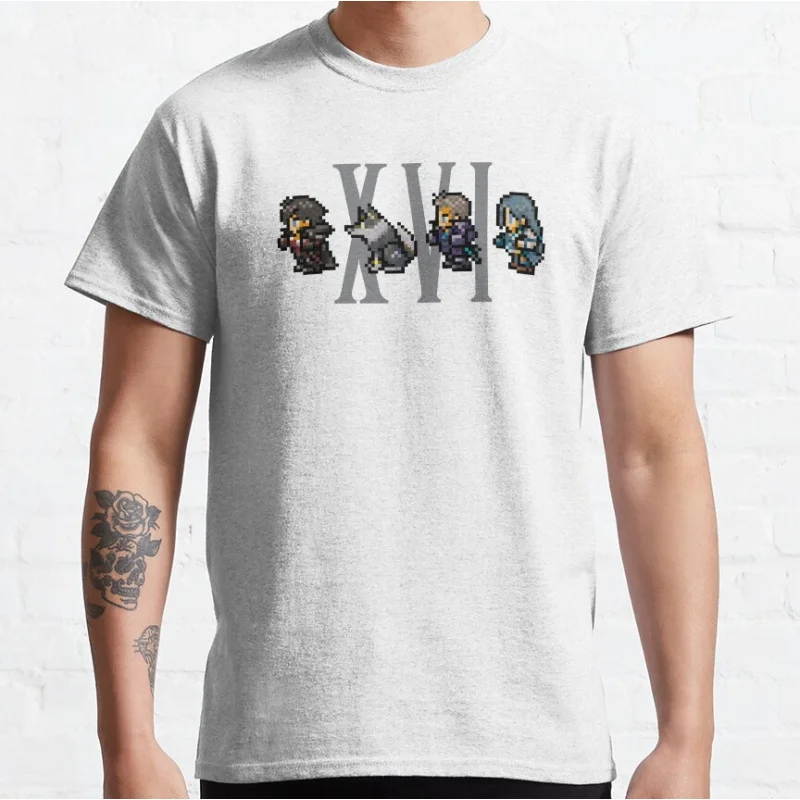 Clive, Torgal, Cid, and Jill XVI Design FFXVI Pixel Party Members Final Fantasy video game Gift t shirt for man Large size Tops
