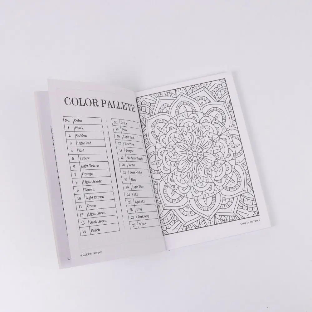 190 Pages Color By Number for Adult Unique Background Stress Relief Coloring Book Anxiety Therapy Drawing Painting Book