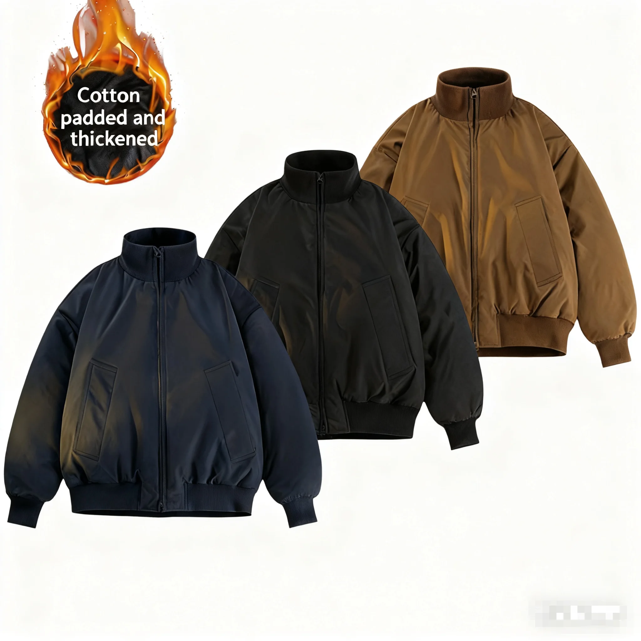 

5XL American Vintage Men's Pilot Jacket, CleanFit Short Puffer Coat Men, Thickened Cotton Streetwear Baseball Jackets For Man