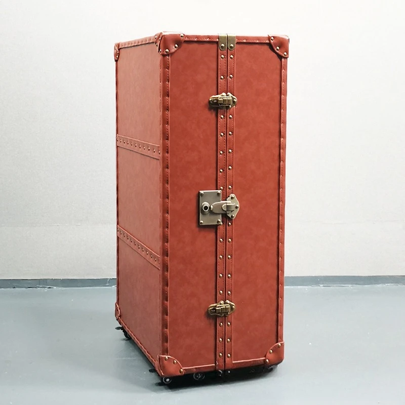 Vintage leather wine cabinet clothing store storage cabinet