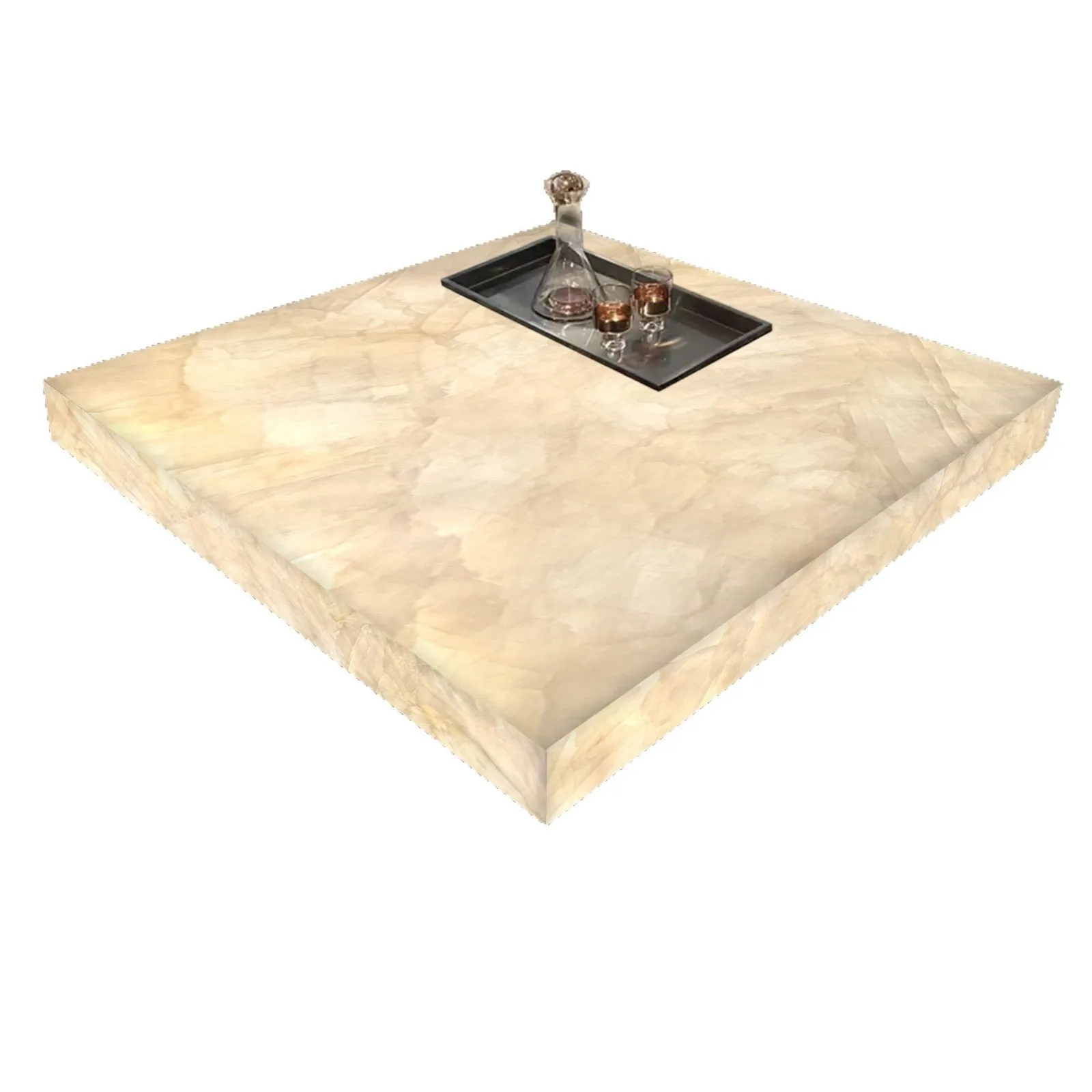 factory direct sales luxury stone box coffee table luminous rectangular living room jade villa marble natural light luxury home