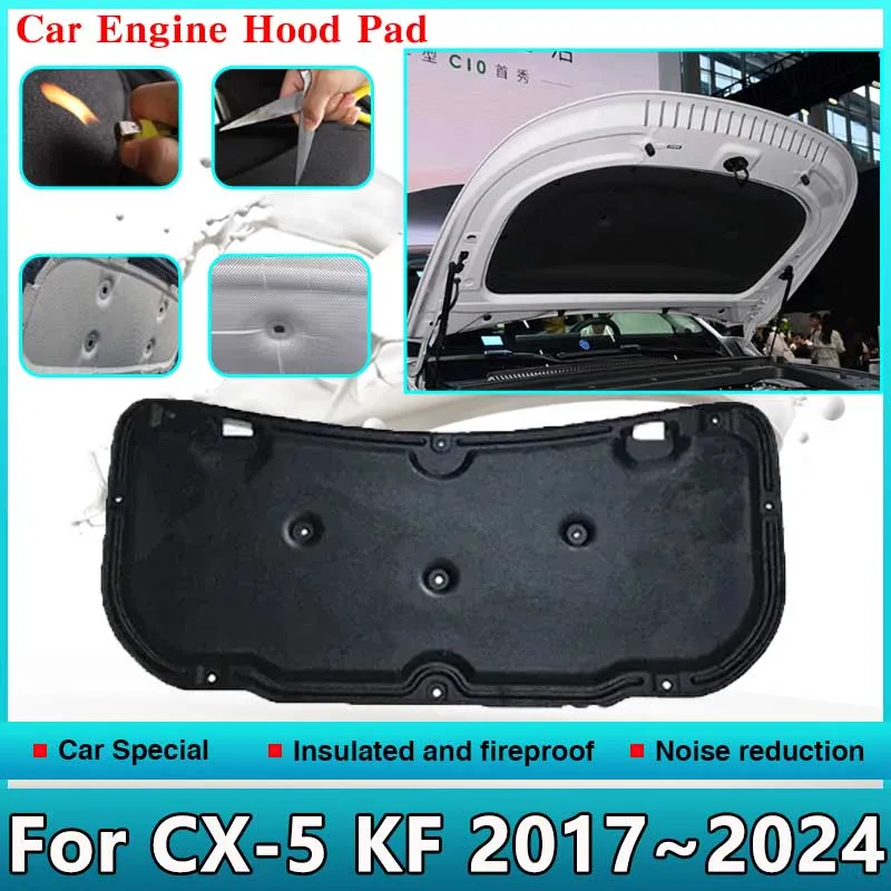 

Car Front Hood Engine Sound Heat Pads For Mazda CX-5 KF 2017~2024 CX 5 Firewall Soundproof Insulation Cotton Covers Accessories