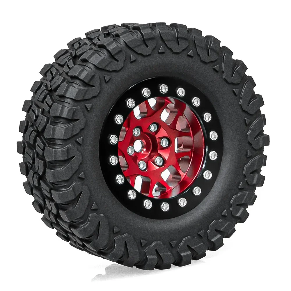 

1.3 Inch Soft Muddy Tire Beadlock Wheel Rim for 1/18 1/24 Scale RC Crawler Car Parts Compatible with TRX4M SCX24