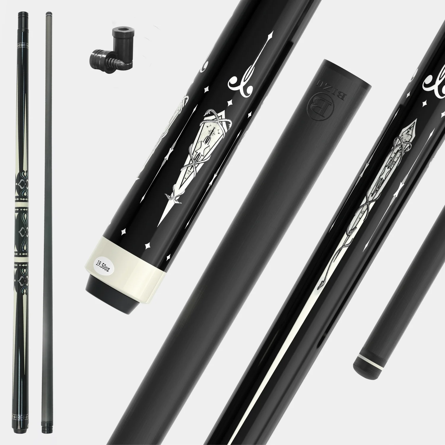 

BIZU Carbon Fiber Nine-Ball Pool Cue Black Tech Forelimbs Energy Pool Stick for Billiard Games