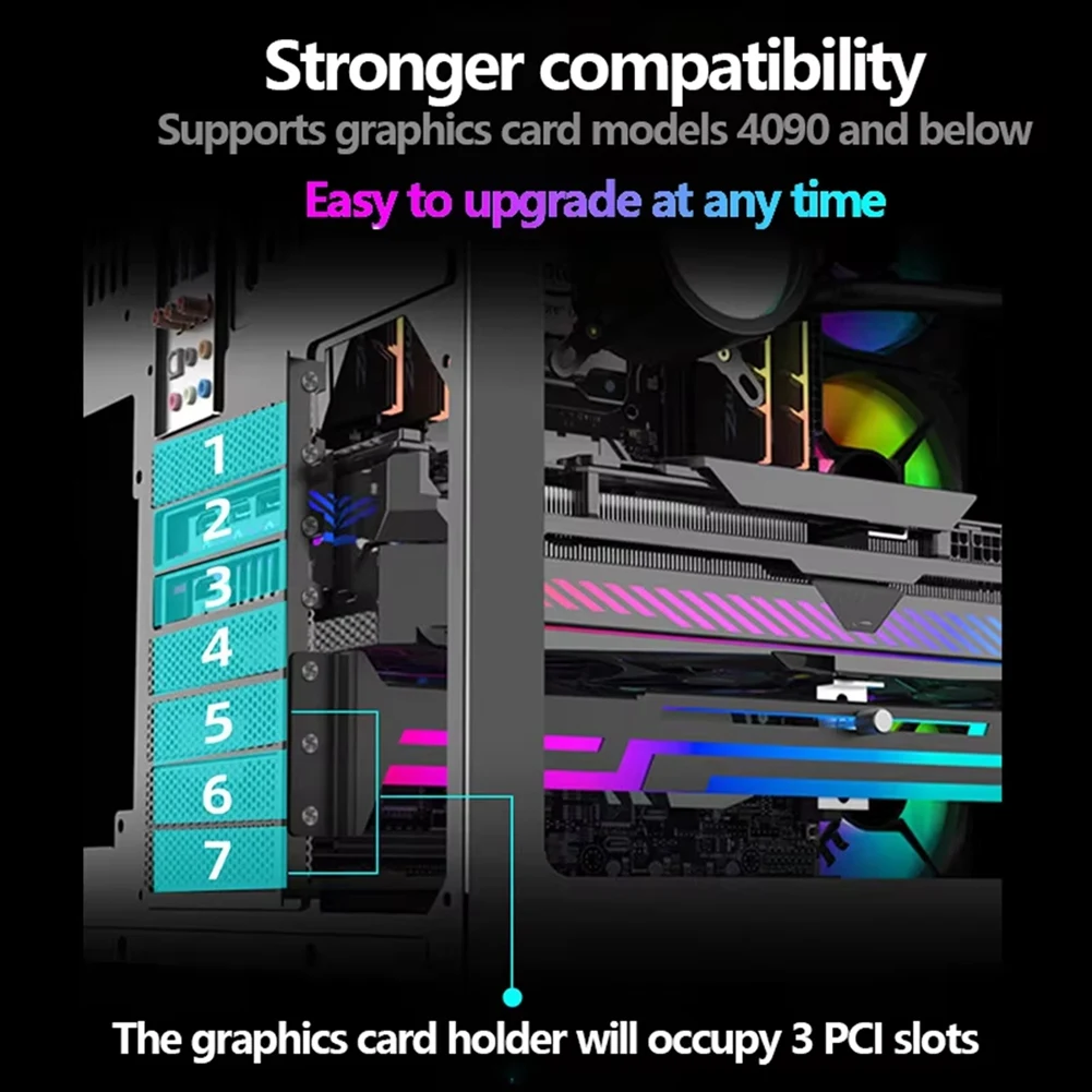 A14M Power Train ARGB Graphics Card GPU Holder Adjustable Height Horizontal GPU Bracket AURA GPU Video Card Holder