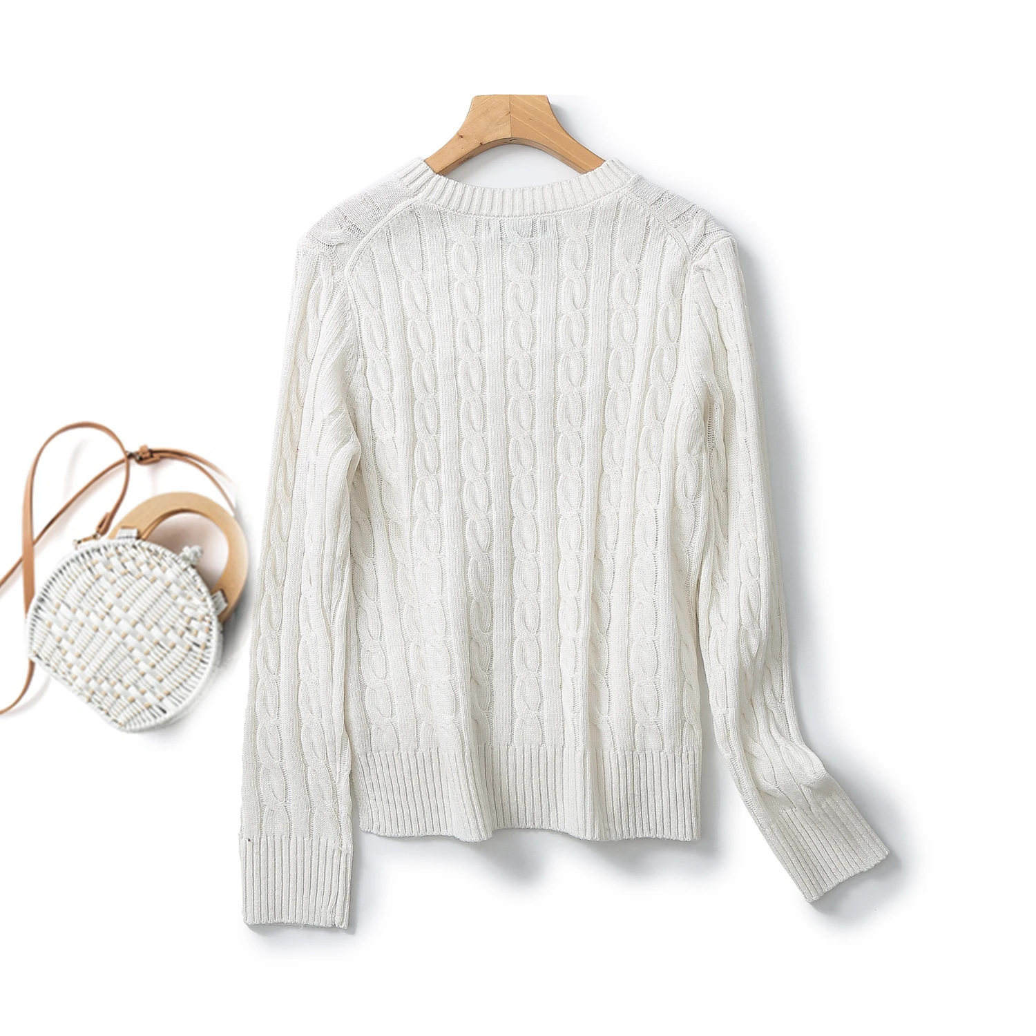 Ethereal MD 2024  new style of French sweet lady commuter style twist knit crewneck sweater sweater