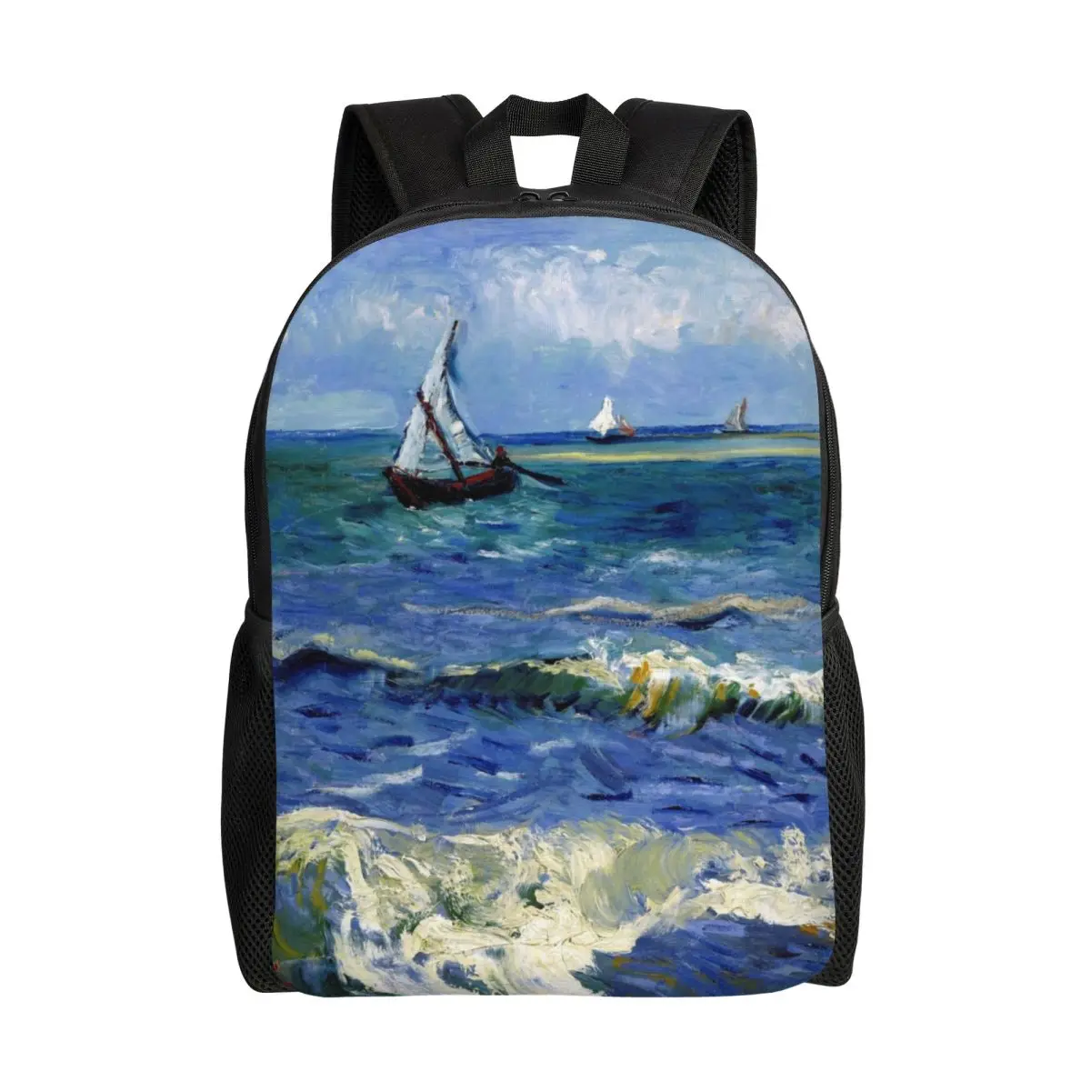 Vincent Van Gogh Backpacks Beach at Scheveningen in Stormy Weather School College Travel Bags Bookbag Fits 15 Inch Laptop