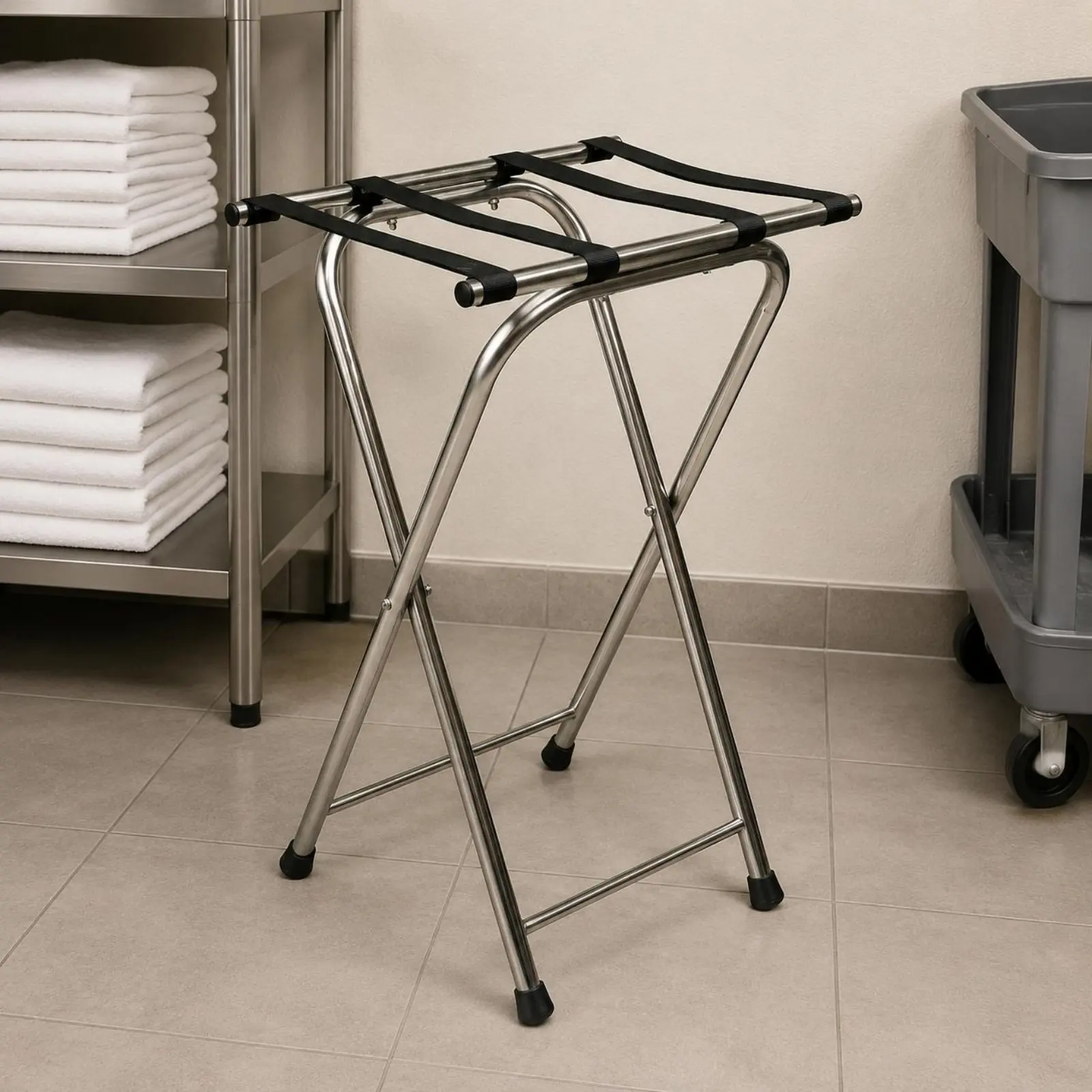 Foldable Hotel Luggage Rack Space Saving Stainless Steel Luggage Rack Folding Baggage Stand Easy to Carry Suitcase Holder Stand