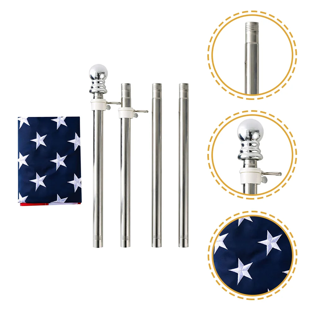 Flagpole Suite Embroidered American Gold and Silver Outdoor Flags Abs Stainless Steel Boat Kit