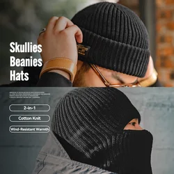 Maden hombres invierno Skullies Gorros sombreros para mujeres tejido bufanda de lana Gorras pasamontañas máscara Gorras capó grueso cálido sombrero hecho a mano