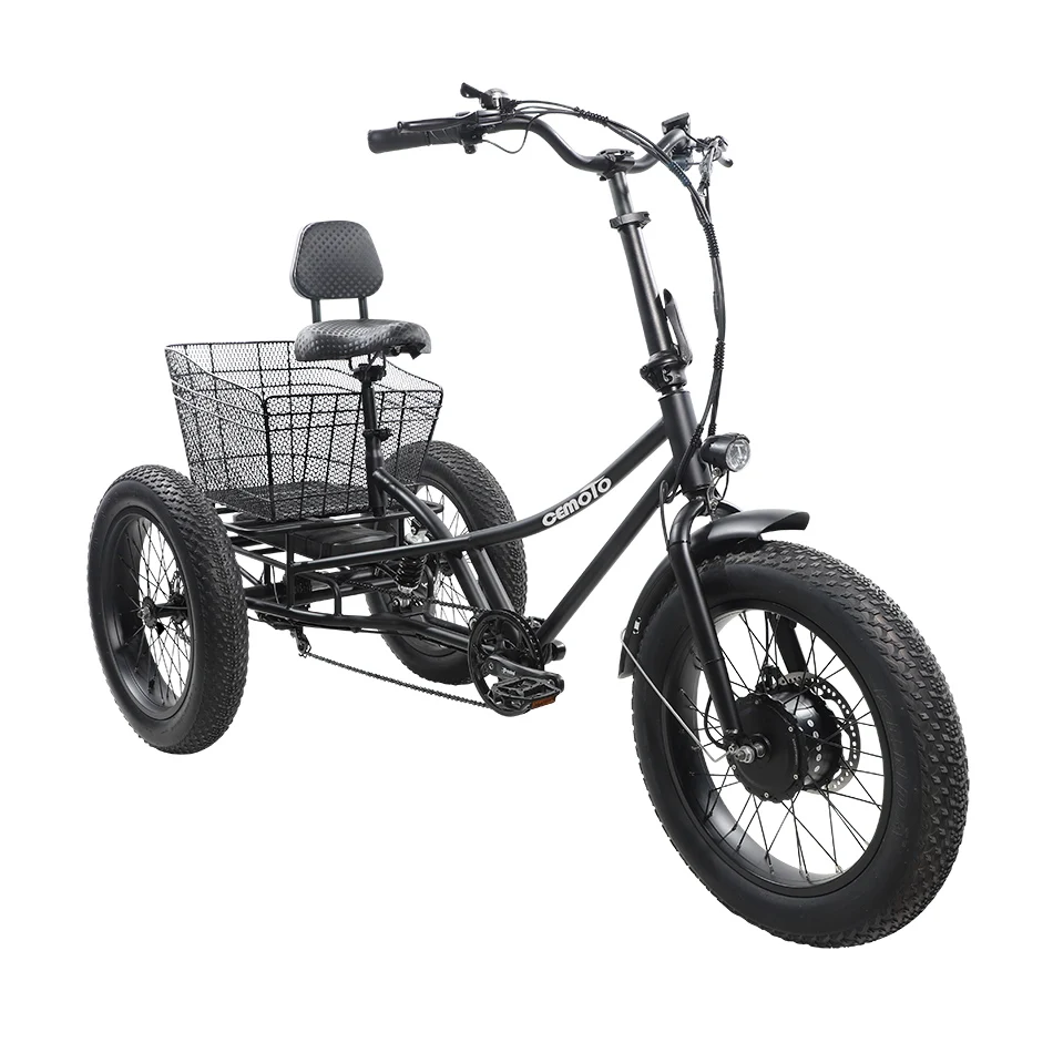 EU Hot  Fat tire 3-wheel Bicycle Lithium 48V 500W Differential shaft Cargo Electric Trike Electric Tricycle for elderly