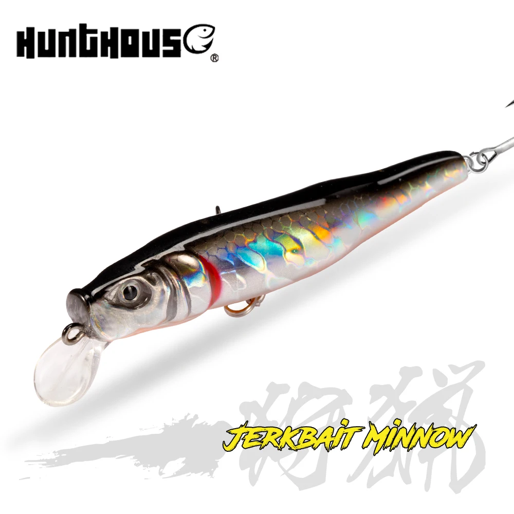 

Hunthouse Official Jerk Minnow Lures 65/80mm 5/8.5g Floating Artificial Noise Rolling Hard Bait For Bass 2020 Pesca Takle LW436