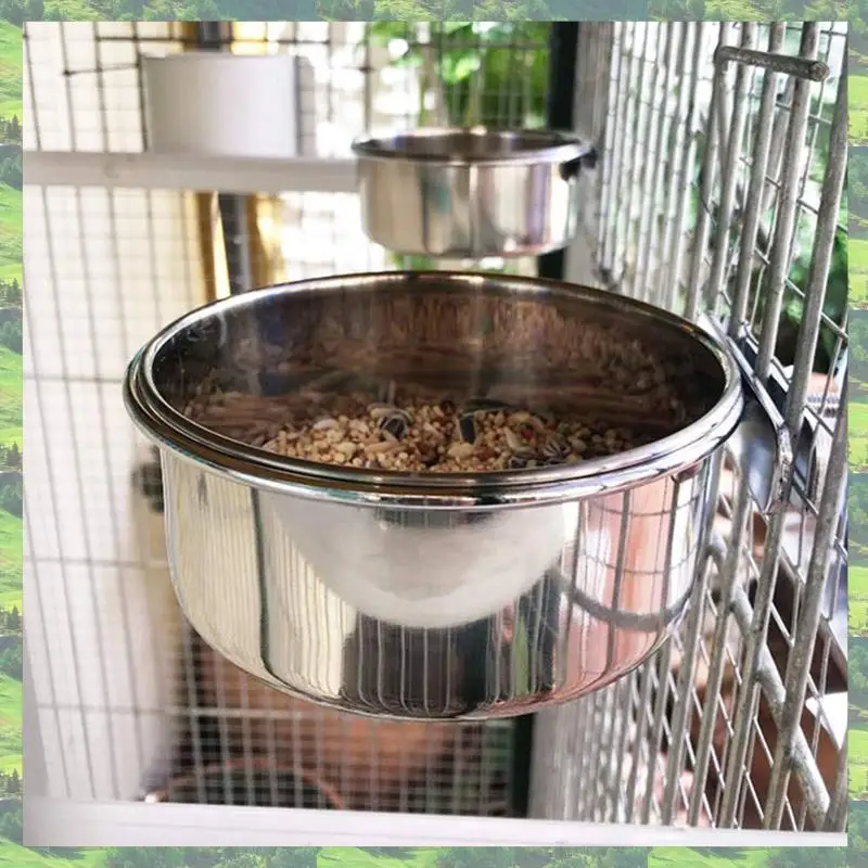 

A59Z-6 Pack Bird Cage Food Water Dispenser Parrot Food Dish Bird Feeder Cup For Cage, Stainless Steel Bird Food Holder