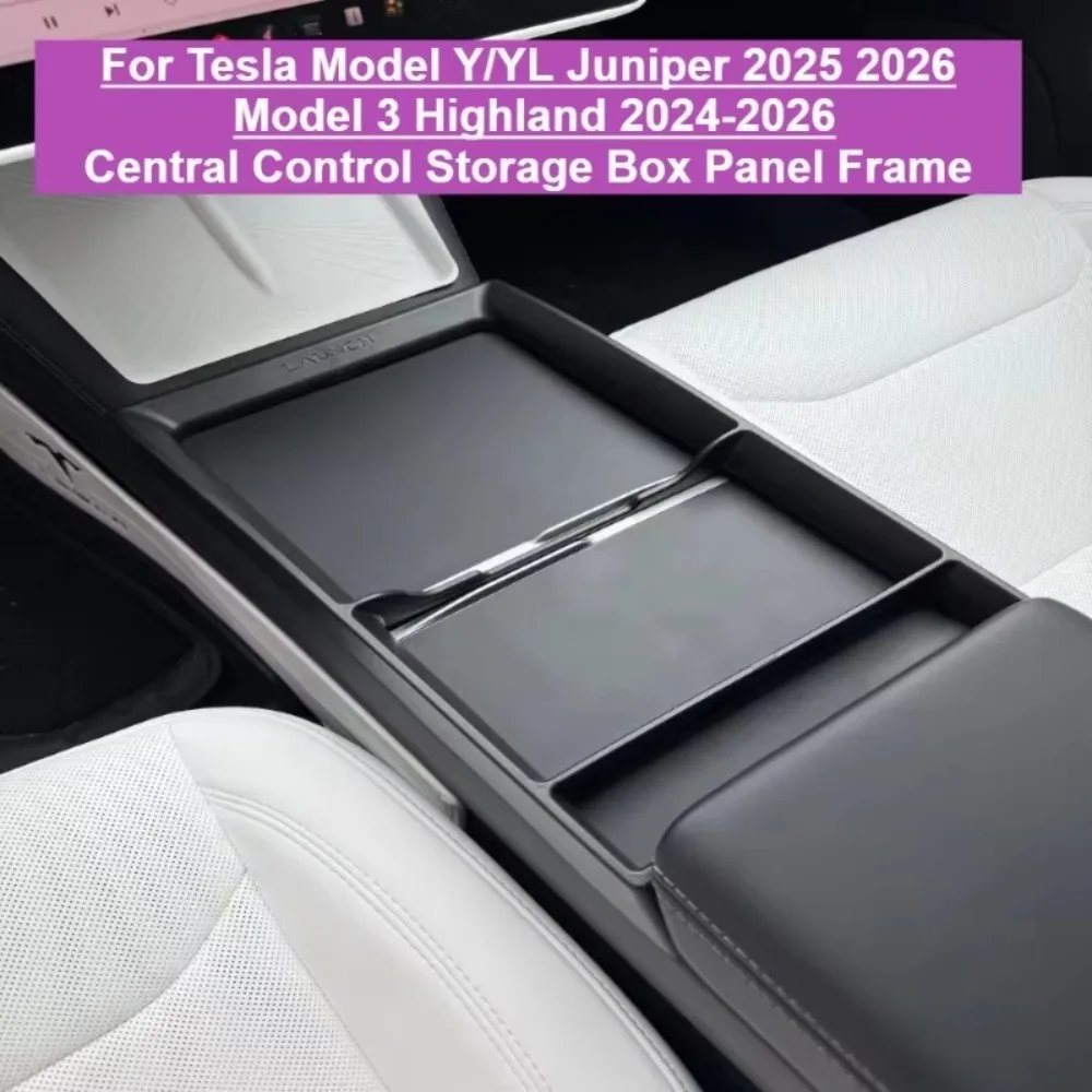 Central Control Storage Box Glasses Case Panel Frame For Tesla Model Y YL Juniper 2025‑2026 Model 3 Highland Auto Accessories