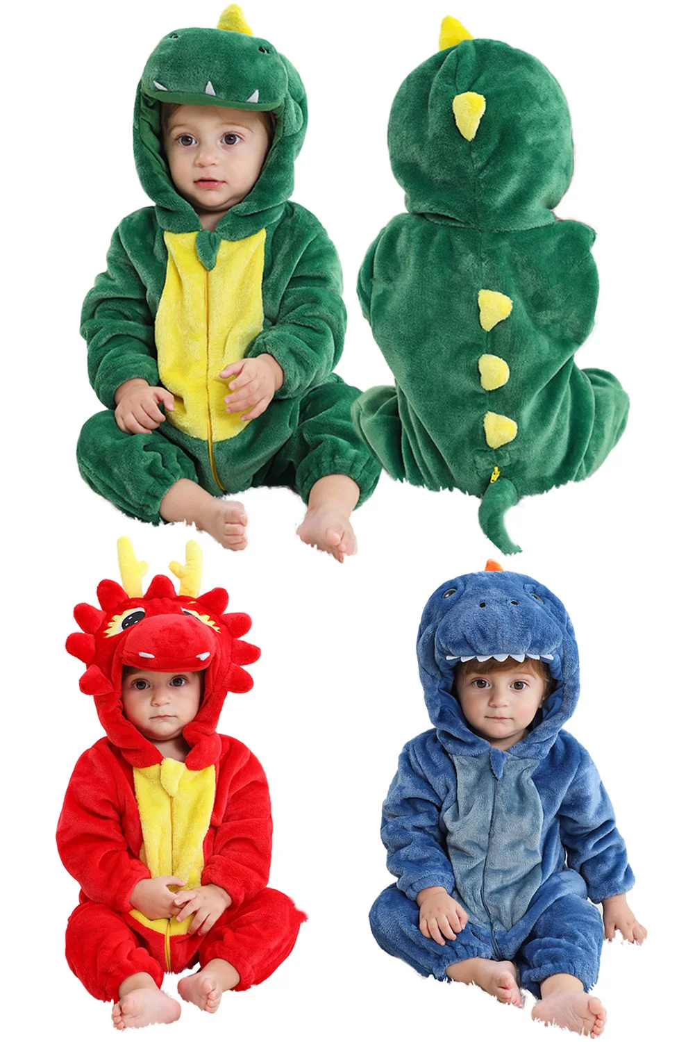 Dinosaur Cosplay Kids Boys Role Play Hooded Winter Sleepwear Cartoon Animal Costume Child Fancy Dress Up Party Clothes