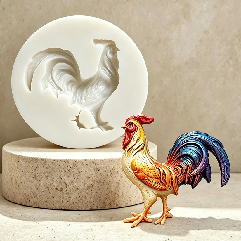 Rooster Silicone Sugarcraft Mold Chocolate Cupcake Topper Baking Fondant Cake Decorating Tools