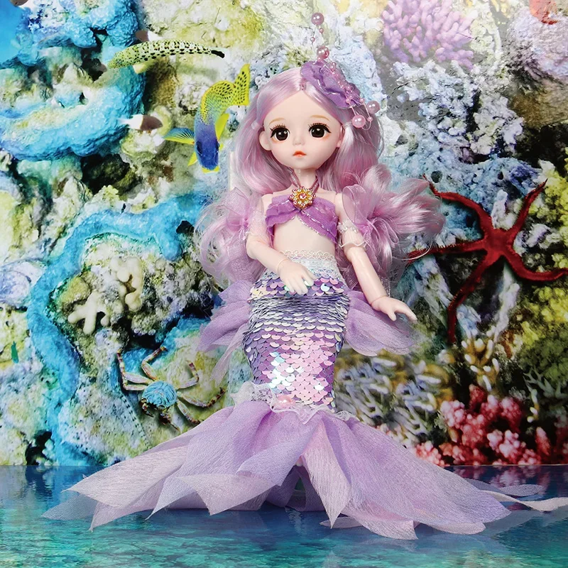 Muñeca de princesa articulada extraíble para niñas, juguete de 30cm con ojos 3D de sirena, a la moda, el mejor regalo de cumpleaños, 1/6