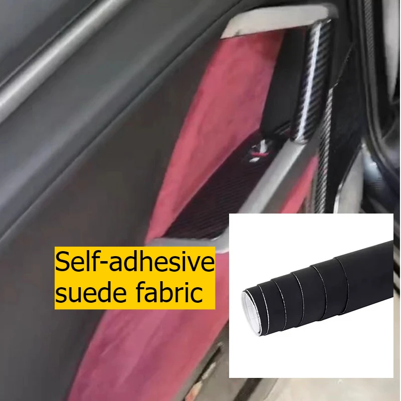 

Black Self Adhesive Faux Suede Fabric Velvet Sticky Retractable Velvet Cloth for Car Interior Door Panel A B C Pillar Decor