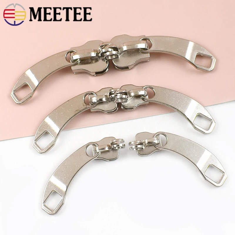 1/2/5Pairs Meetee 5#8#10# Nylon Zipper Slider Lock Hole Zip Head for Luggage Zips Bag Zippers Repair Kits DIY Sewing Accessories
