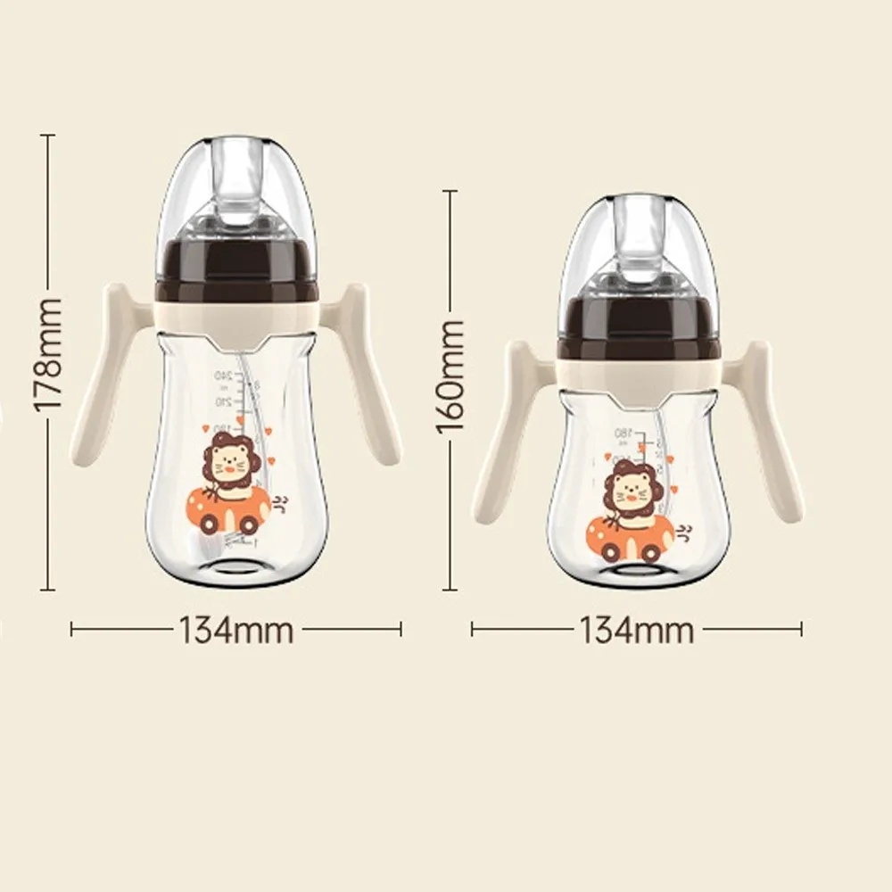 180ML/240ML Baby Bottle Portable with Handle Water Cup Anti Bloating Anti Falling Silicone Straw Bottle Baby Feeding Supply view 6