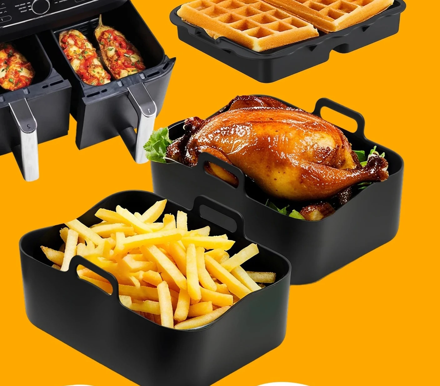 Factory Direct 2026 Hot Air Fryer Accessories Set for Dual Zone Hot Air Fryer Ninja AF400EU/AF300EU/AF451EU 7.6L-9.5L Waffle