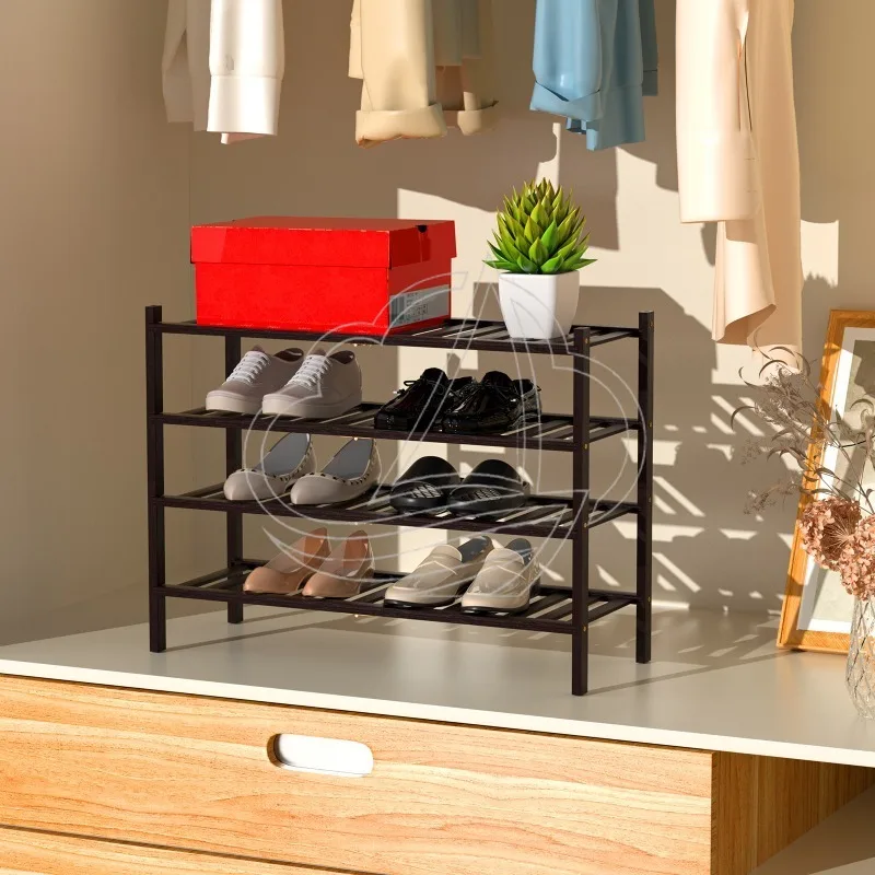 Space-saving Bamboo Shoe Rack Foldable Multi-layer Stackable Storage Shelf for Home Use