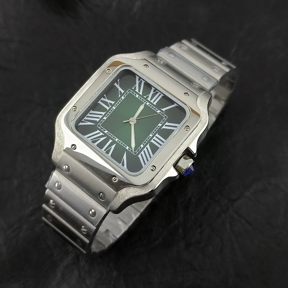 38mm Men's NH35 Watch Green Dial Stainless Steel Watch Mechanical Watch Casual Watch Suitable for NH35 Movement Accessories