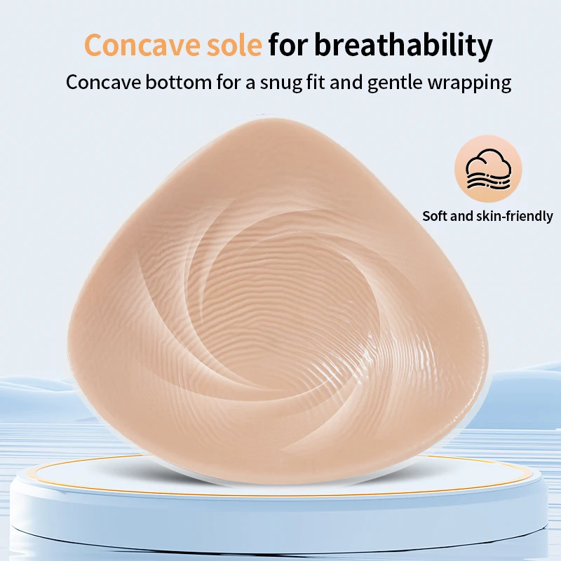 ONEFENG Mastectomy Fake Boob Post-Surgery Lightweight Silicone Breast Form Enhancer Ultra-Soft Prosthesis Triangle Shape Bra Pad