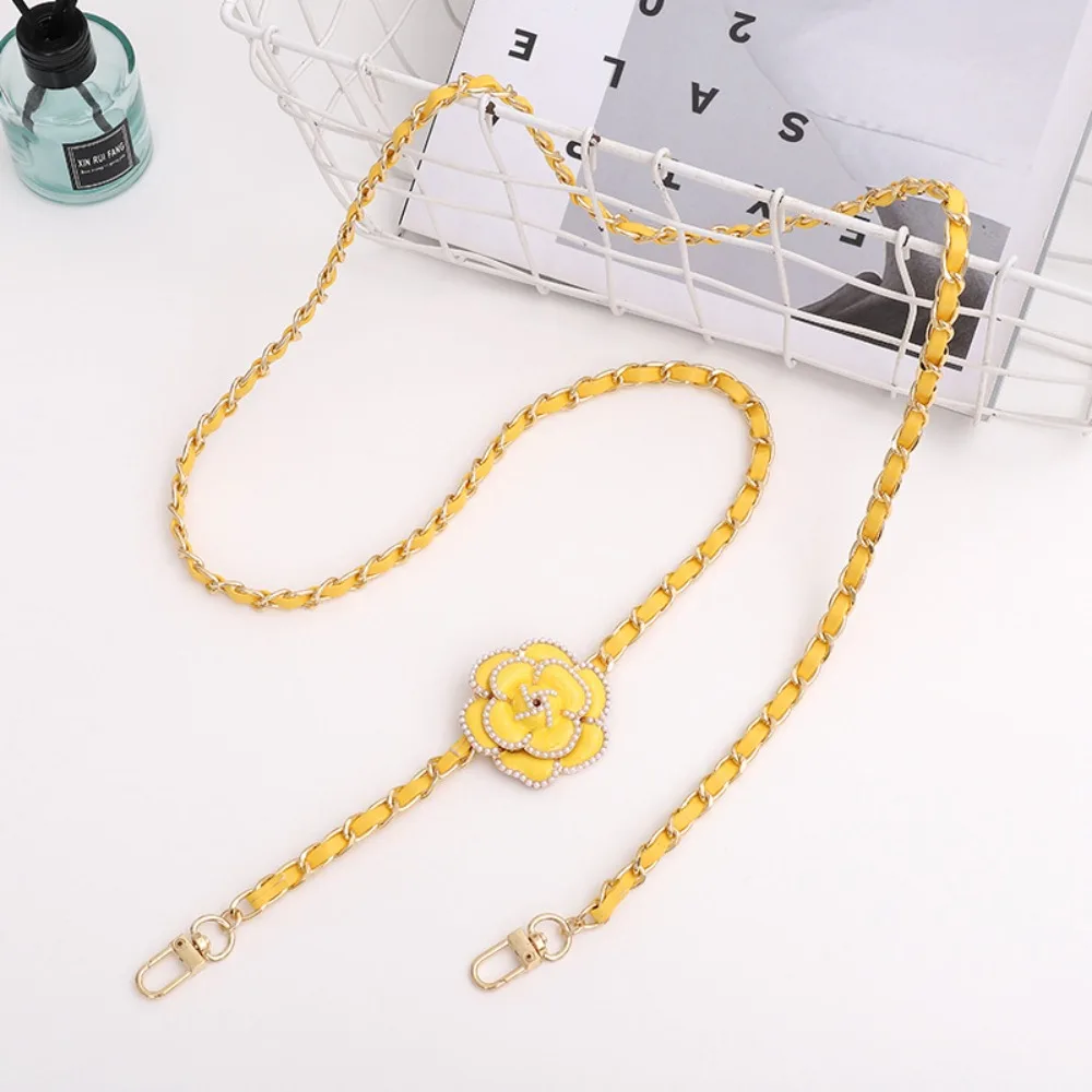 Anti-lost Crossbody Phone Chain Diagonal Leather Phone Case Hanging Phone Charm Camellia Phone Neck Straps Phone Accessories