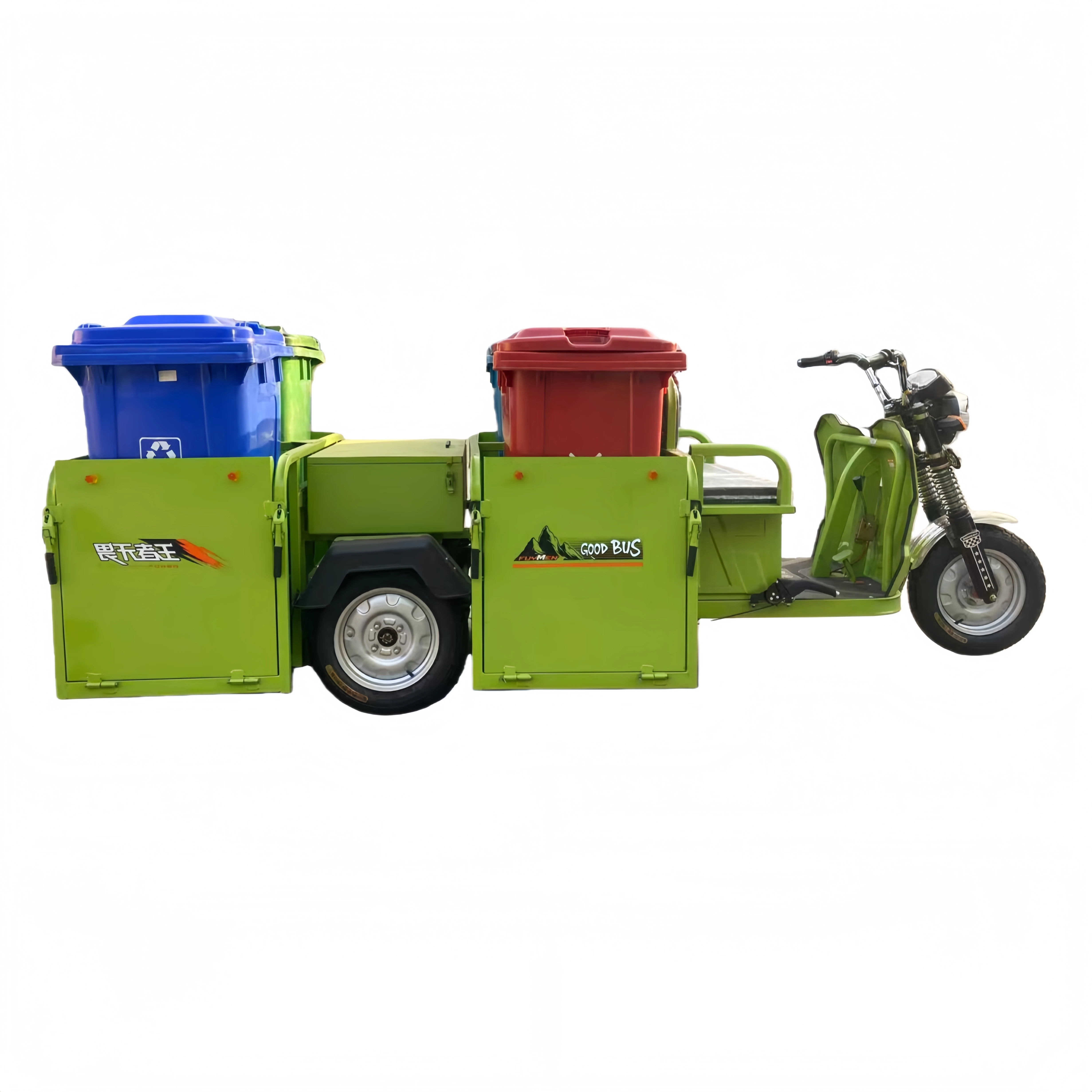 GOOD BUS Trash Collection Electro-tricycle With The Trash Cans Frames