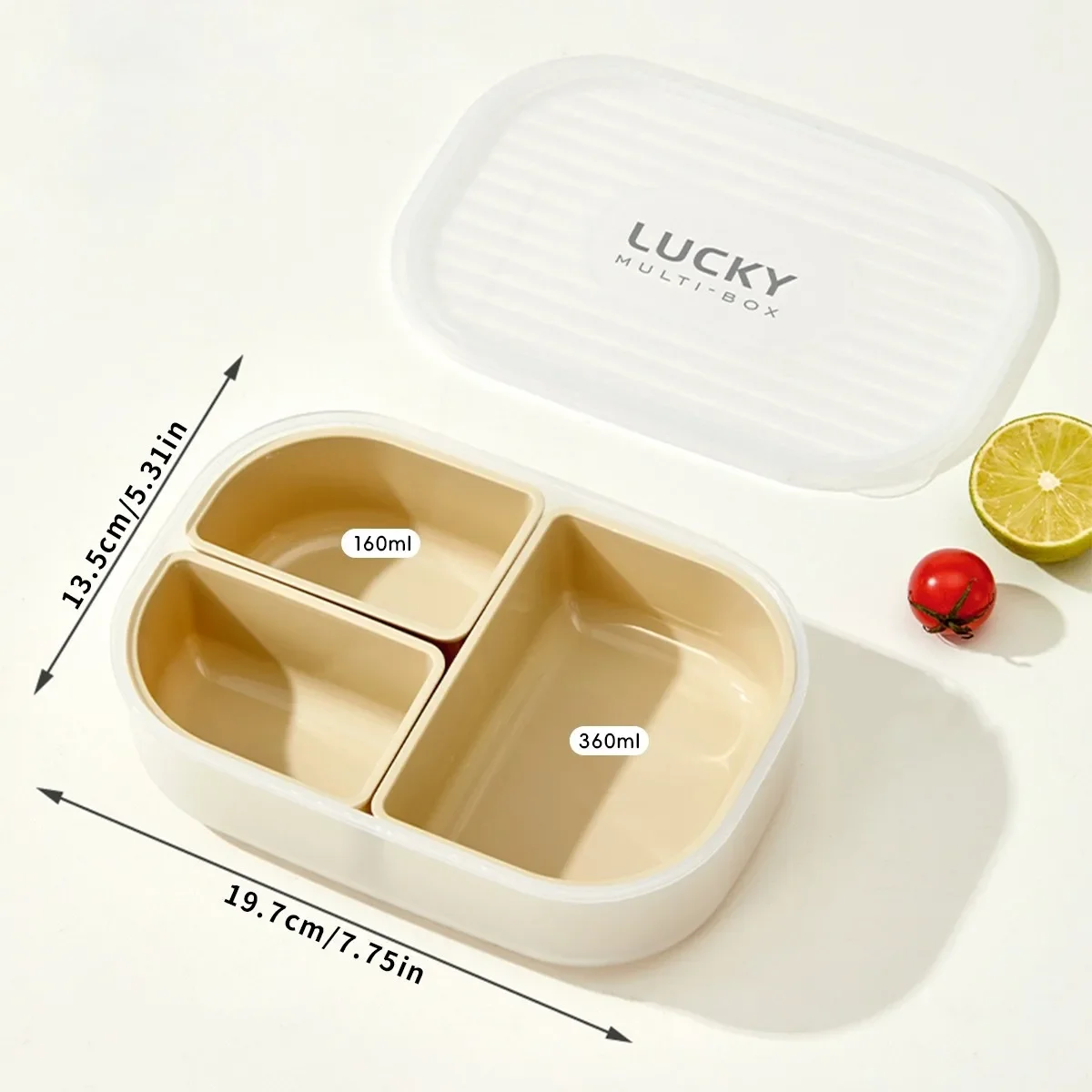 Plastic Bento Box voor studenten, kinderen, school, lunchbox, magnetronbestendig, 3 compartimenten, maaltijdvoorbereiding, voedselbewaarcontainers, snackcontainer