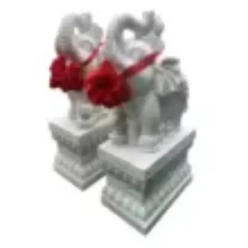 Stone carved elephant gate pier, drum stone, a pair of fortune seeking villas, White Marble garden decorations